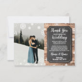 Gratitude Card Photo Rustic Winter Snowflakes Wood 招待状 (正面)