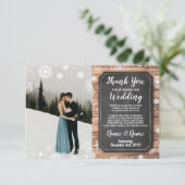 Gratitude Card Photo Rustic Winter Snowflakes Wood 招待状 (スタンド正面)