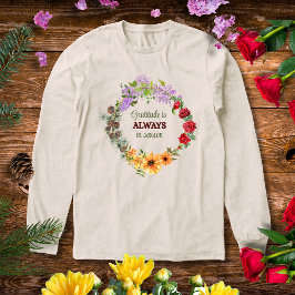 Gratitude in Every Season Floral Wreath トライブレンドＴシャツ