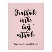 Gratitude is the best attitude Pink Wall Poster ポスター (正面)