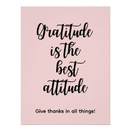 Gratitude is the best attitude Pink Wall Poster ポスター