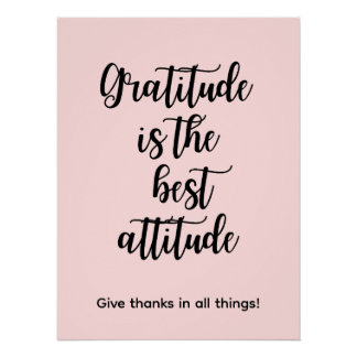 Gratitude is the best attitude Pink Wall Poster ポスター