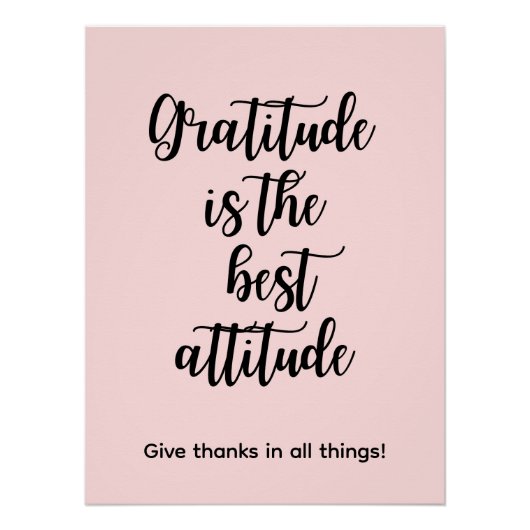 Gratitude is the best attitude Pink Wall Poster ポスター (正面)