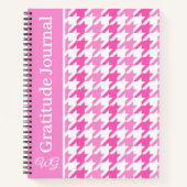 Gratitude Journal Houndstooth Pink and White ノートブック (正面)