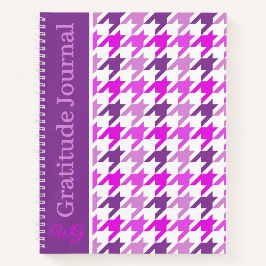 Gratitude Journal Houndstooth Purple and White ノートブック (正面)