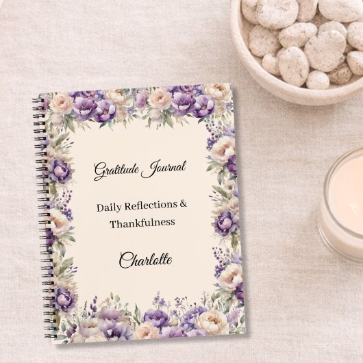 Gratitude journal lavender champagne florals ノートブック
