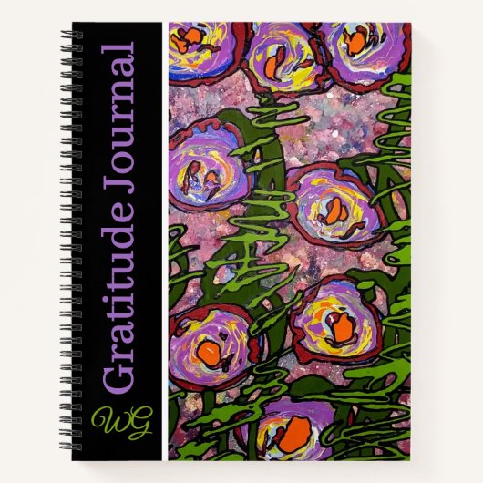 Gratitude Journal Personalized Abstract Flowers ノートブック (正面)