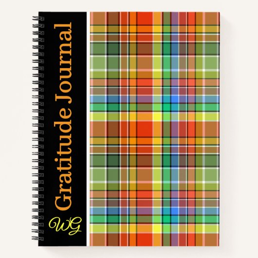 Gratitude Journal Personalized Orange Plaid ノートブック (正面)