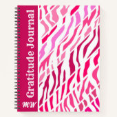 Gratitude Journal Personalized Pink Zebra Stripe ノートブック (正面)