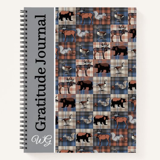Gratitude Journal Personalized Wildlife Plaid ノートブック (正面)