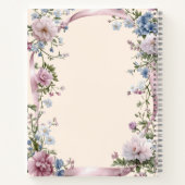 Gratitude journal pink ribbon cream florals ノートブック (裏面)