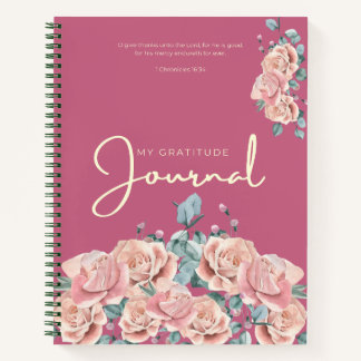 Gratitude Journal | Pink Watercolor Floral Design ノートブック
