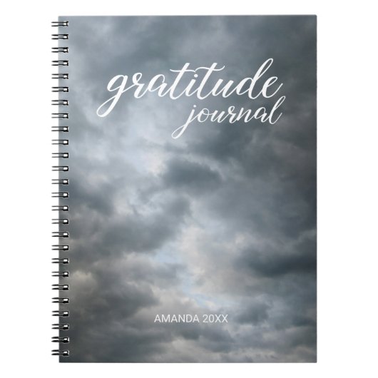 Gratitude Journal Storm Clouds Breaking with Name ノートブック (正面)