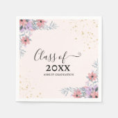 Gratitude Purple watercolor flowers with gold スタンダードカクテルナプキン (正面)