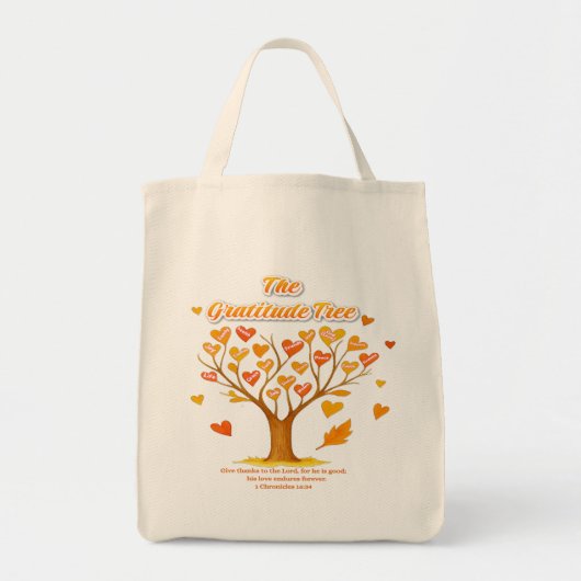 'Gratitude Tree' Grocery Tote Bag トートバッグ (正面)