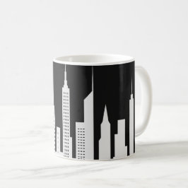 Gratte ciel blanc fond noir コーヒーマグカップ