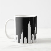 Gratte ciel blanc fond noir コーヒーマグカップ (左)