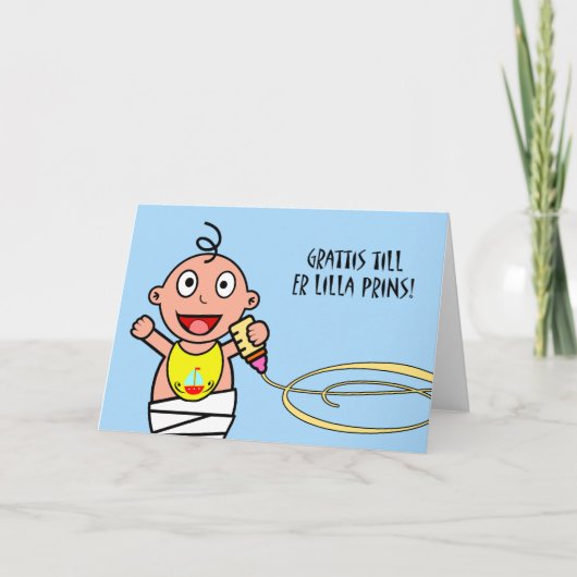 GrattisはえーLilla Prinsのお祝い、男の子を耕します カード (正面)