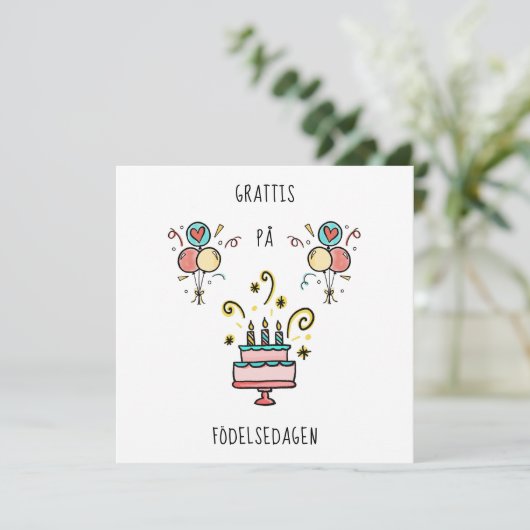 Grattis på födelsedagen | Happy Birthday カード (スタンド正面)