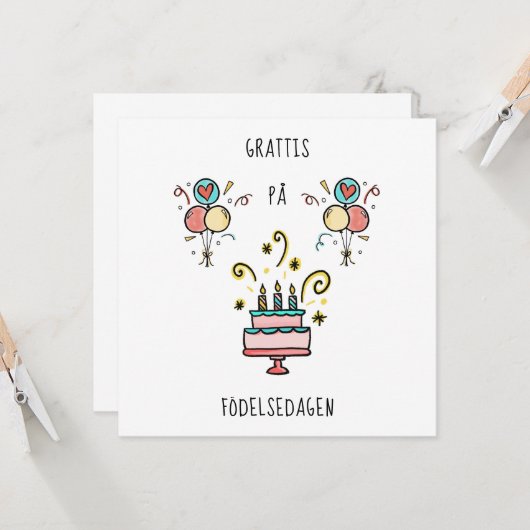 Grattis på födelsedagen | Happy Birthday カード (正面/裏面インサイチュ)