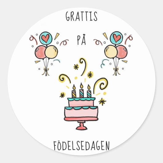 Grattis på födelsedagen | Happy Birthday ラウンドシール (正面)