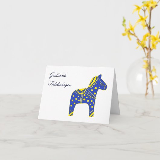 Grattis pelsedagenスウェーデンの誕生日 カード (黄色い花)