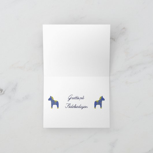 Grattis pelsedagenスウェーデンの誕生日 カード (内部)
