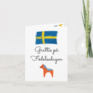 Grattis pelsedagenスウェーデンの誕生日 カード