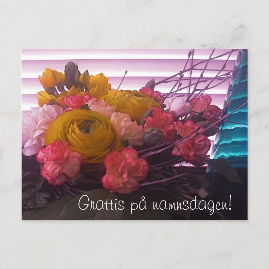 Grattis pnamnsdagen, blommor kort ポストカード (正面)