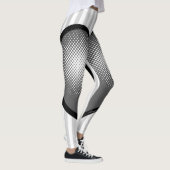 Grau gestreift Herz weiß gepunktet 80er Leggings レギンス (右)