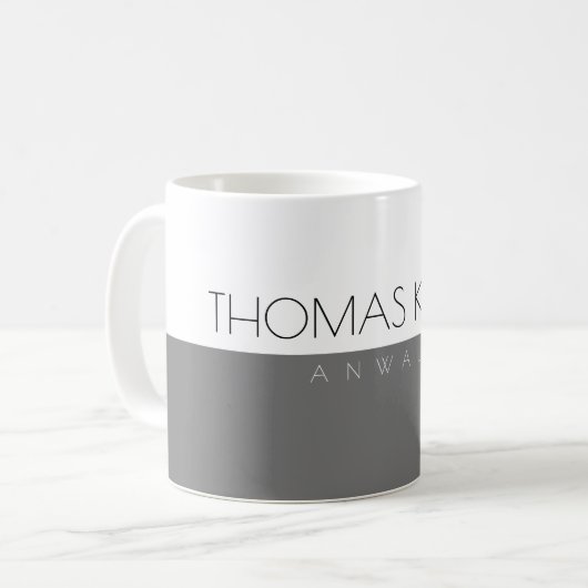 Grau Weiße Tasse mit eigenen Namen Gestalten コーヒーマグカップ (正面左)