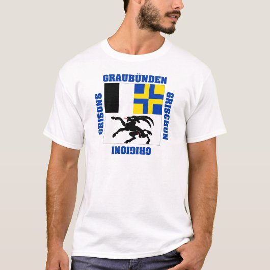 Graubundenスイス連邦共和国のカントンの旗 Tシャツ (正面)