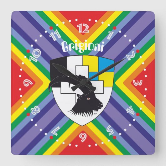 Graubünden Grischun Grigioni Schweiz Svizra Uhr スクエア壁時計 (正面)