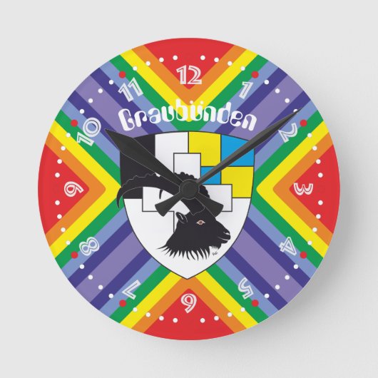 Graubünden Grischun Grigioni Schweiz Svizra Uhr ラウンド壁時計 (正面)