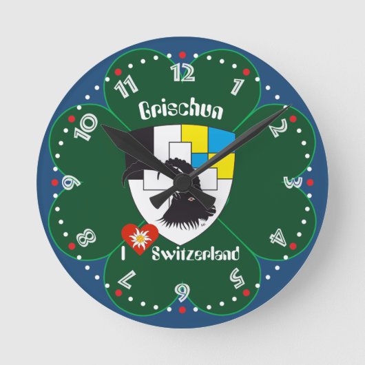 Graubünden Grischun Grigioni Schweiz Svizra Uhr ラウンド壁時計 (正面)