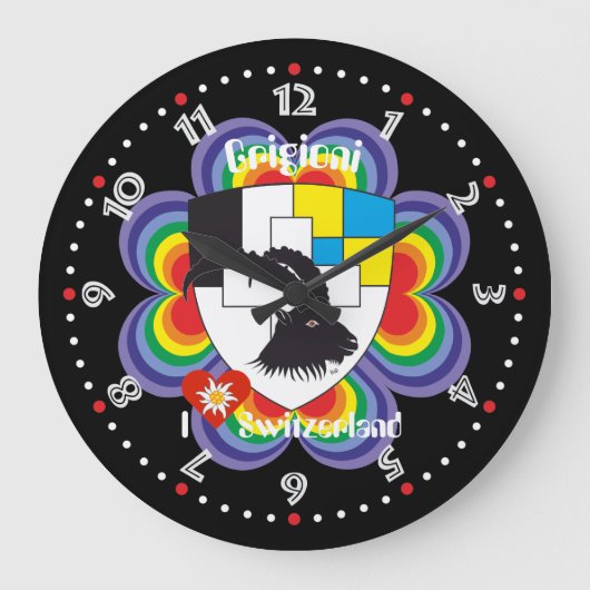 Graubünden Grischun Grigioni Schweiz Svizra Uhr ラージ壁時計 (正面)