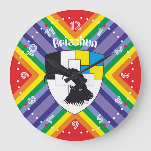 Graubünden Grischun Grigioni Schweiz Svizra Uhr ラージ壁時計 (正面)
