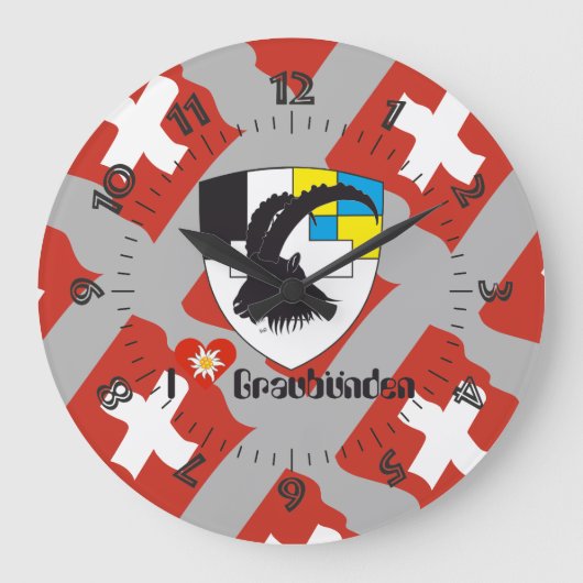 Graubünden Grischun Grigioni Schweiz Svizra Uhr ラージ壁時計 (正面)