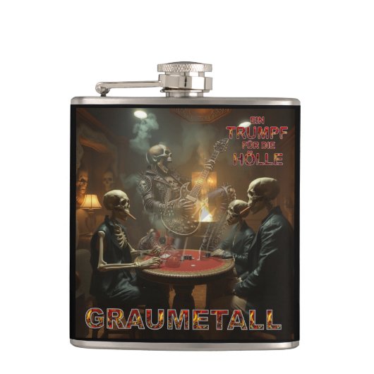 Graumetall Trumpf für die Hölle Coverdesign metal フラスク (正面)