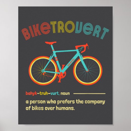 Gravel Bike Biketrovert Funny Cycling Quote Introv ポスター (正面)