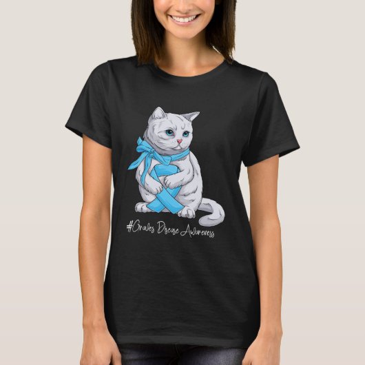 Graves Disease Awareness Month Light Blue Ribbon C Tシャツ (正面)