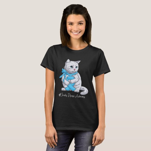 Graves Disease Awareness Month Light Blue Ribbon C Tシャツ (正面フル)