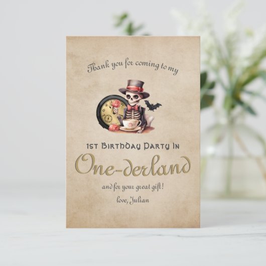 graves Mistake ゴシック スケルトン ハロウィン ベイビー 誕生日 サンキューカード (スタンド正面)