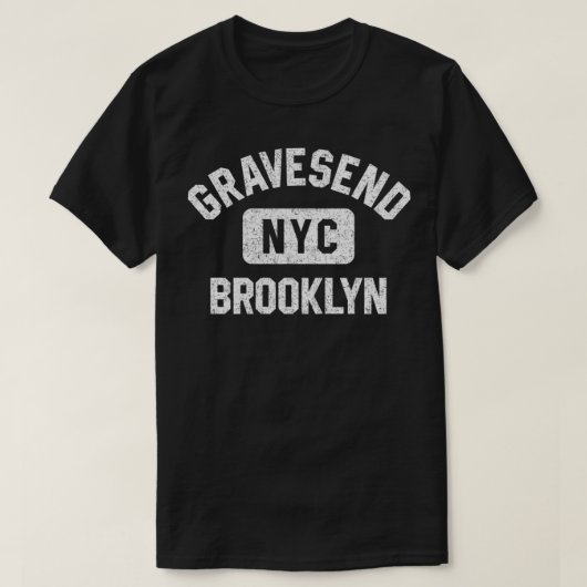 Gravesend Brooklyn NYC Gym Style Distressed White Tシャツ (デザイン正面)