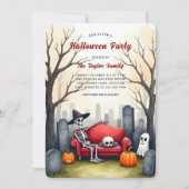Graveyard Skeleton Ghost Costume Halloween Party 招待状 (正面)