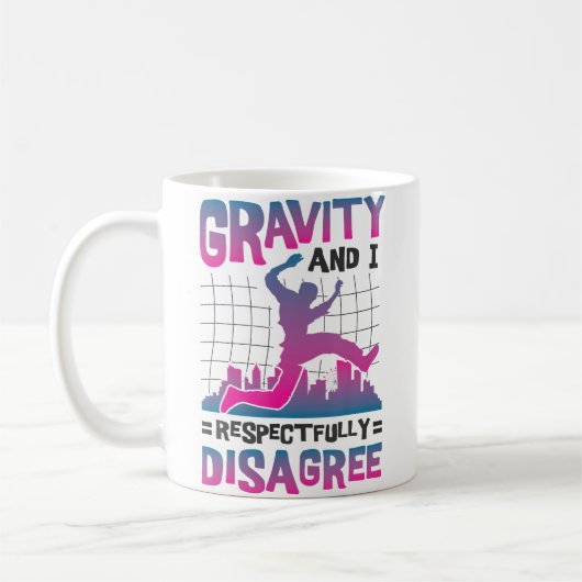 Gravity And I Respectfully Disagree フリークライミング パ コーヒーマグカップ (左)