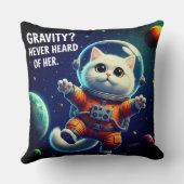 Gravity? Never Heard of Her. Cute Space Cat クッション (裏面)