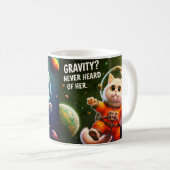 Gravity? Never Heard of Her. Cute Space Cat コーヒーマグカップ (正面右)