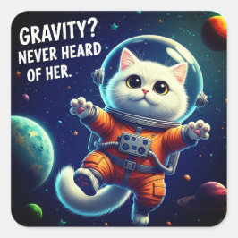 Gravity? Never Heard of Her. Cute Space Cat スクエアシール