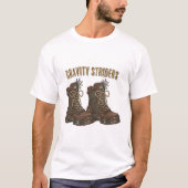 Gravity Striders hiking boots design T-Shirt | out Tシャツ (正面)